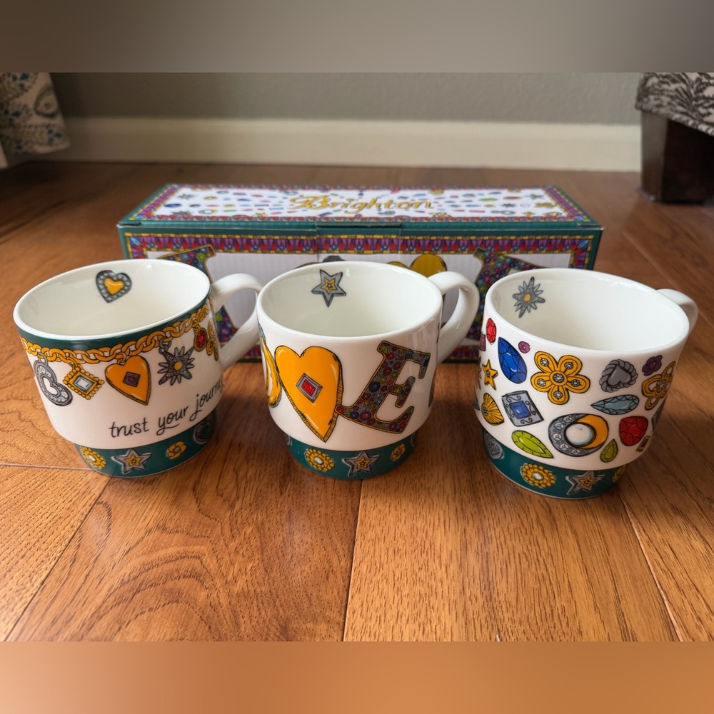 Brighton NWT All You Need Is Love Mugs Set Of 3